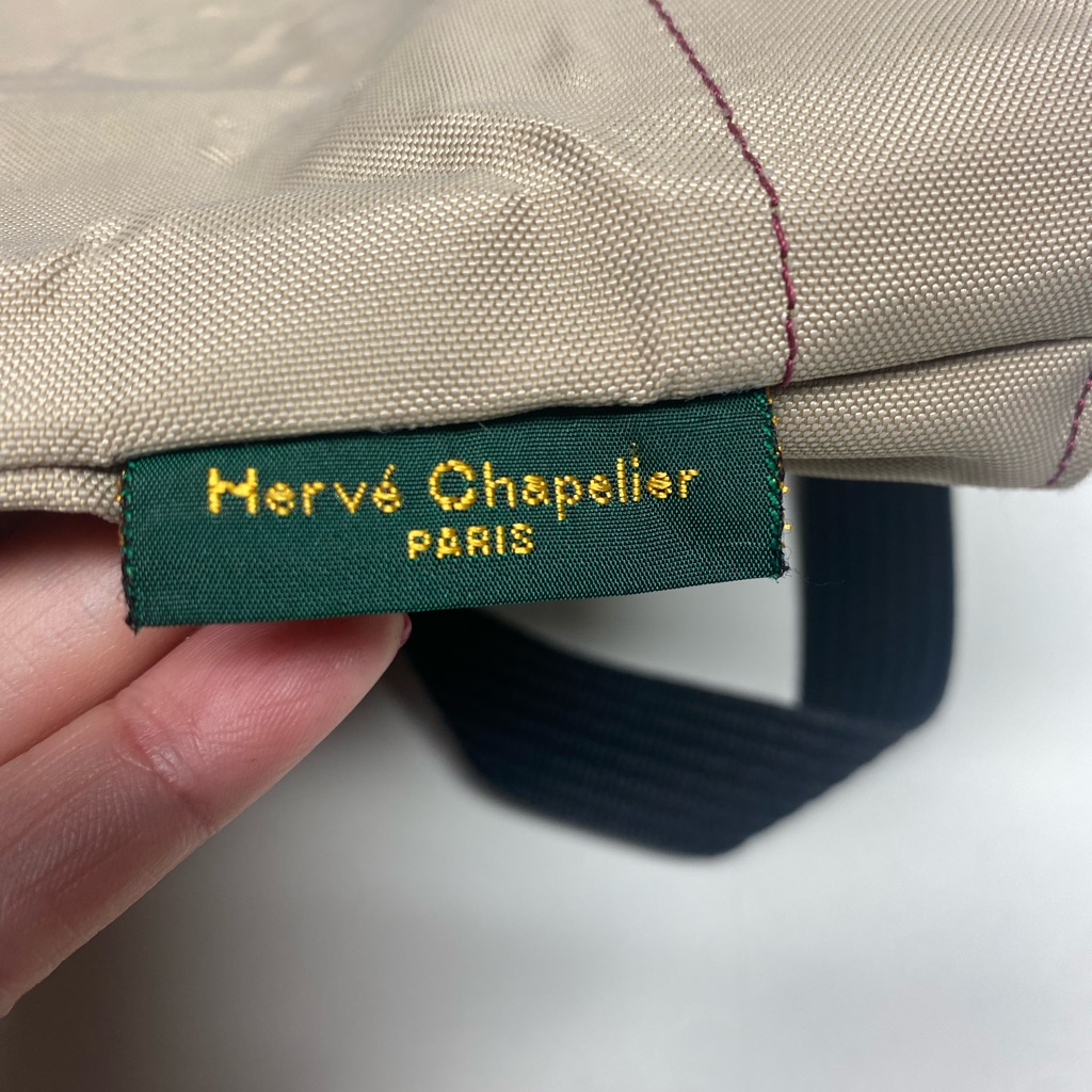 Herve Chapelier Beige Canvas Tote With Red Interior And Black Handles — image 5 of 8
